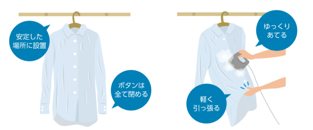 「衣類のシワが取れやすい衣類スチーマーの使い方」のイメージ画像